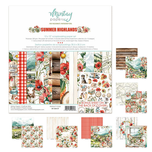 Mintay Summer Highlands 12x12 Inch Scrapbooking Paper Set