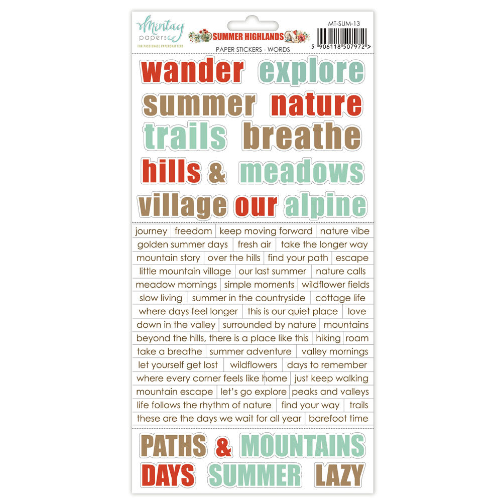 Mintay Summer Highlands 6x12 Inch Paper Stickers Words
