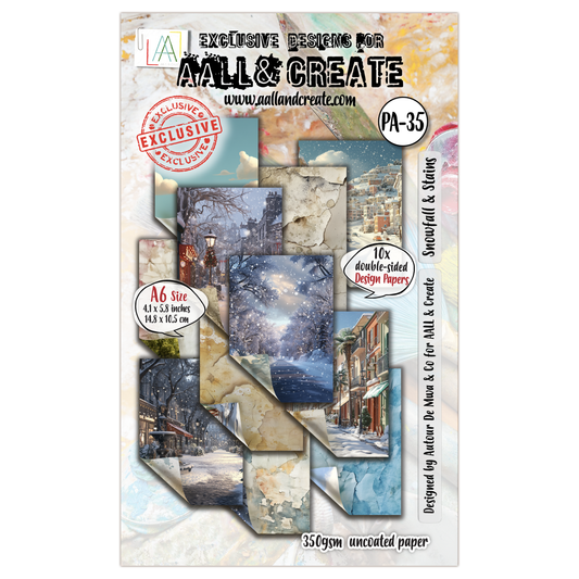 #PA-35 - A6 Design Paper - Snowfall & Stains