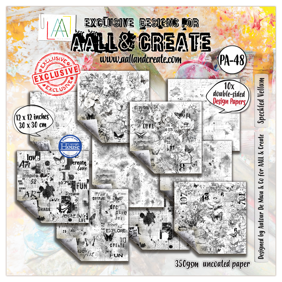 PA-48 - 12 x 12 (inch) Design Paper - Speckled Vellum