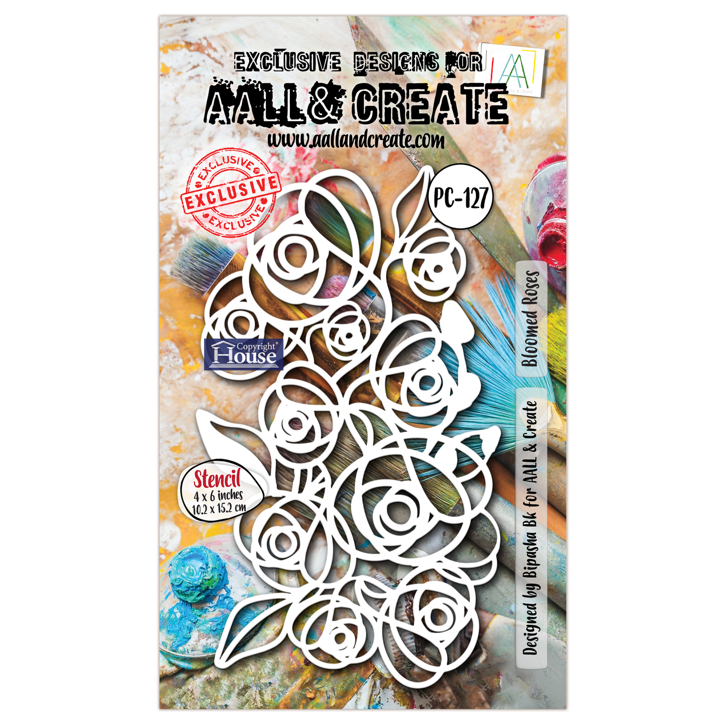 PC-127 - 4"x6" Stencil - Bloomed Roses