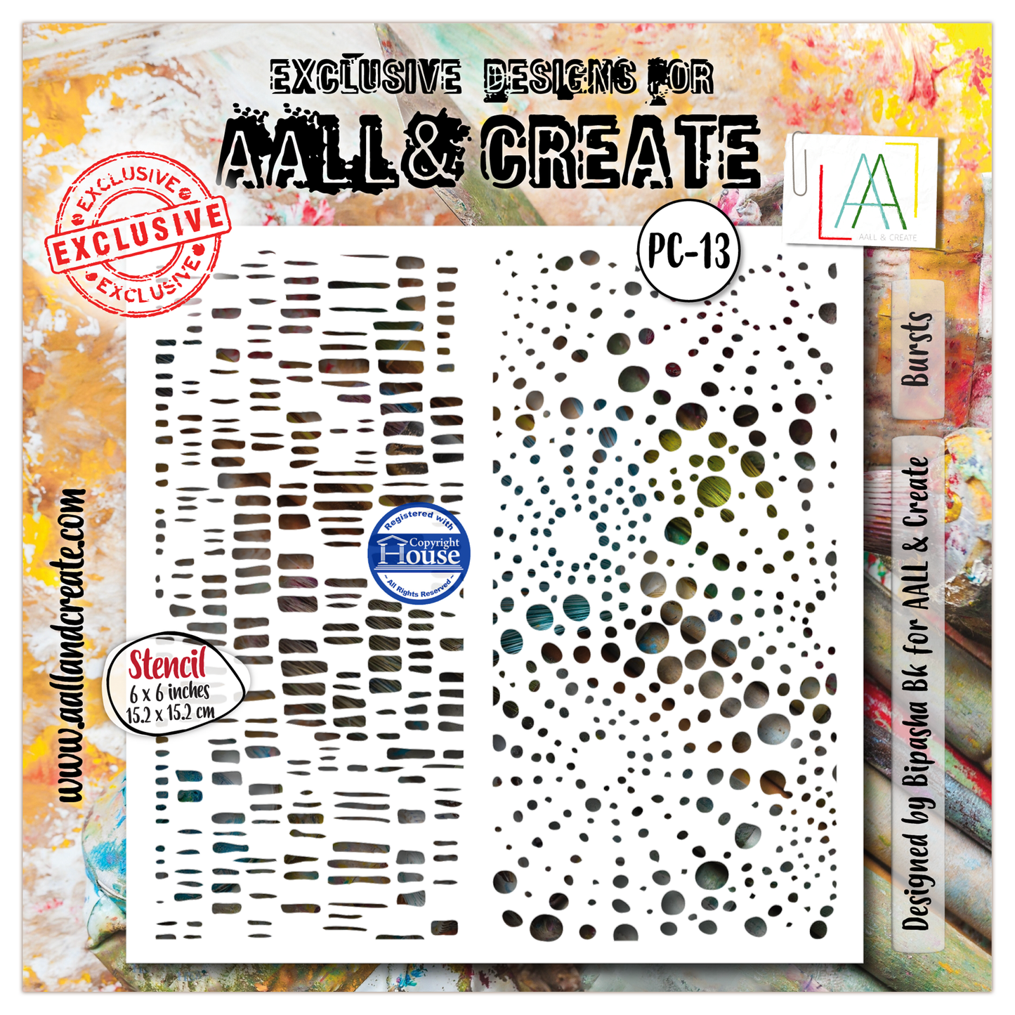 PC-13 - 6"x6" Stencil - Bursts