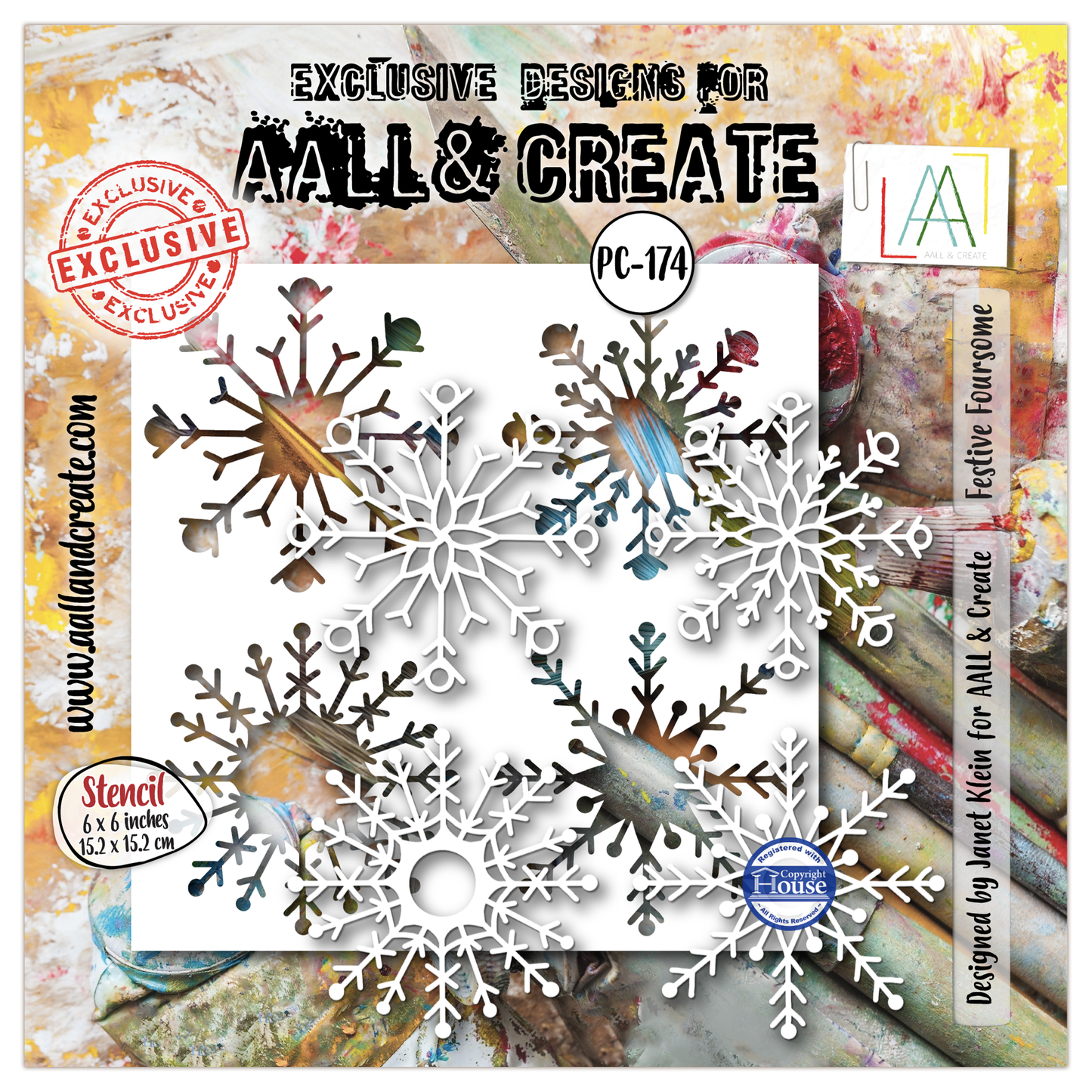 PC-174 - 6"x6" Stencil - Festive Foursome