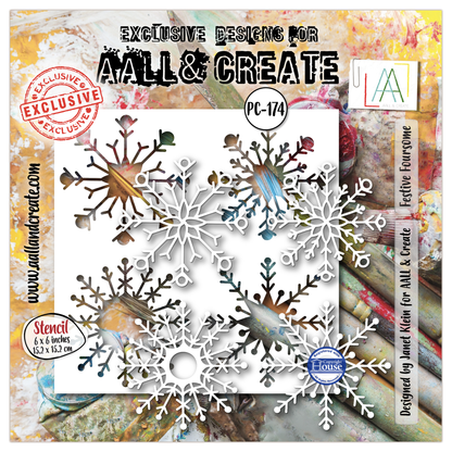 PC-174 - 6"x6" Stencil - Festive Foursome
