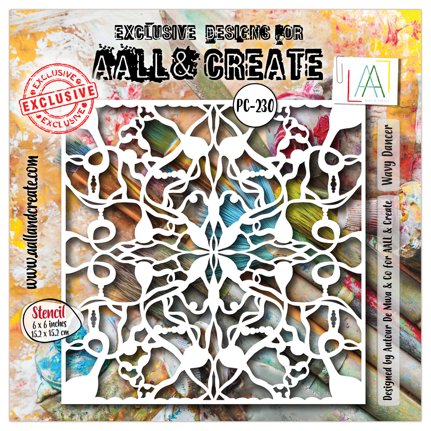 #230 - 6"x6" Stencil  - Wavy Dancer