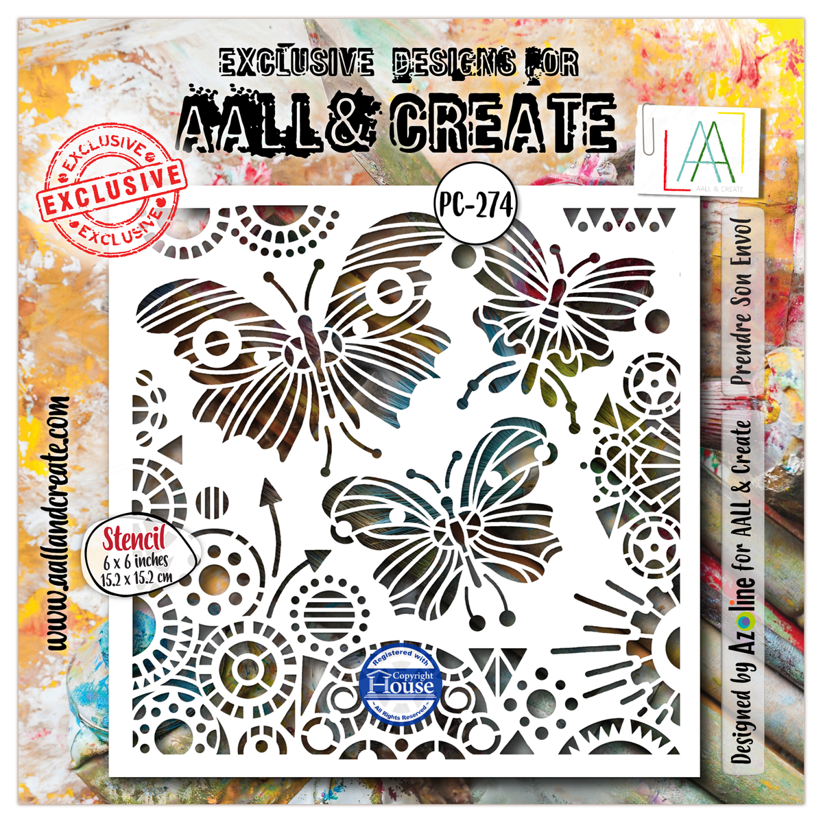 PC-274 - 6x6 (inch) Stencil - Prendre Son Envol