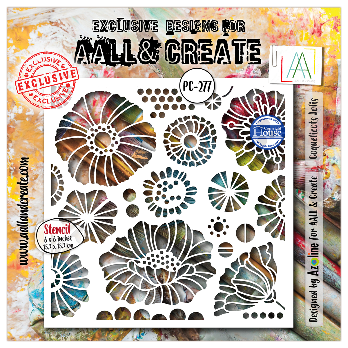 PC-277 - 6x6 (inch) Stencil - Coquelicots Jolis