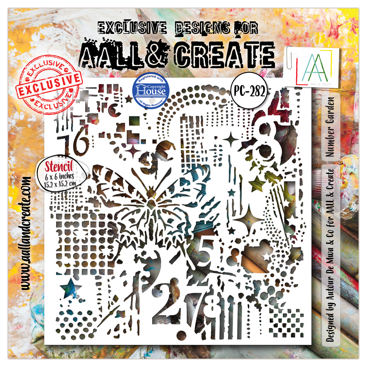 PC-282 - 6x6 (inch) Stencil - Number Garden
