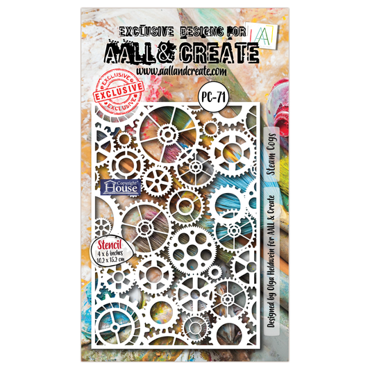 PC-71 - 4"x6" Stencil - Steam Cogs