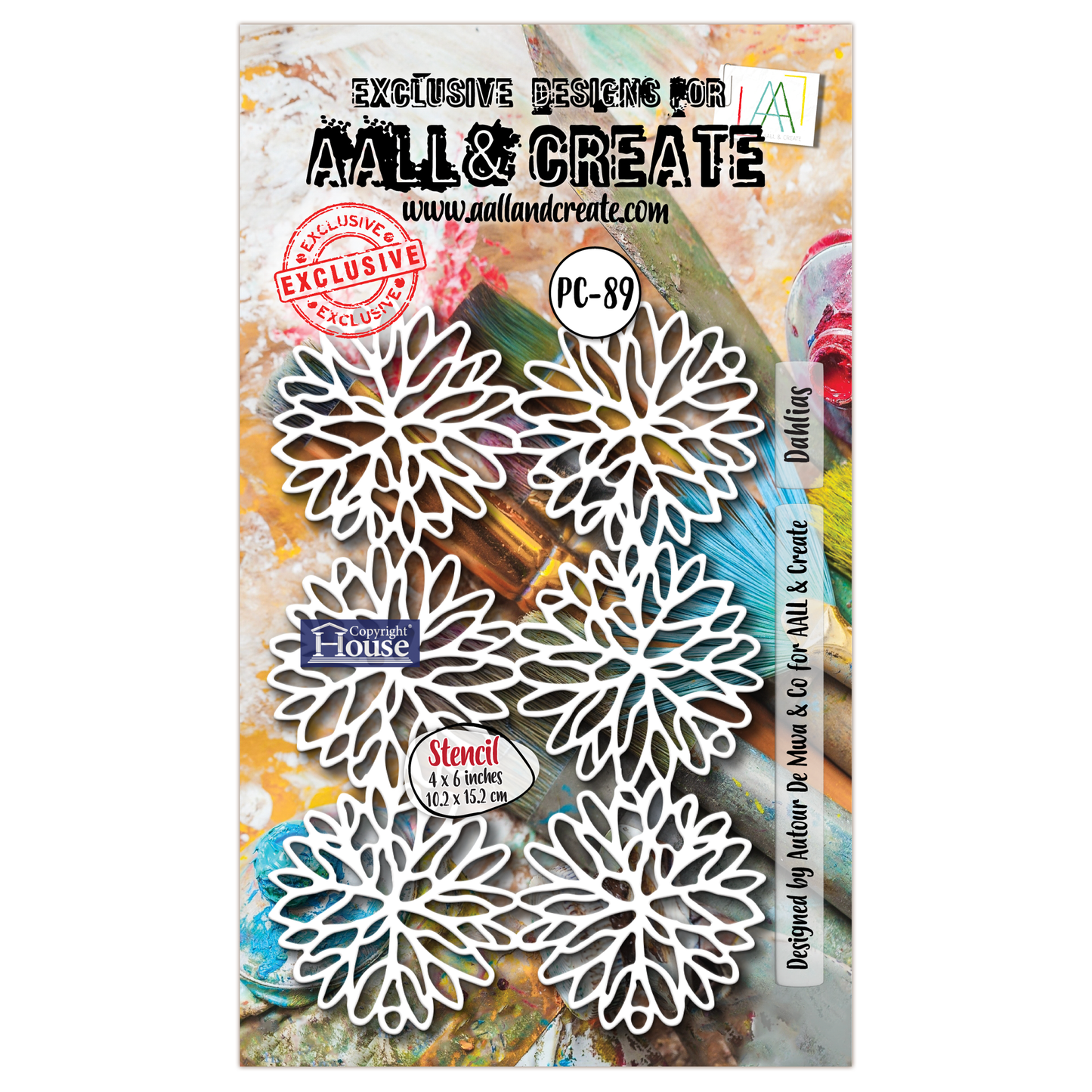 PC-89 - 4"x6" Stencil - Dahlias