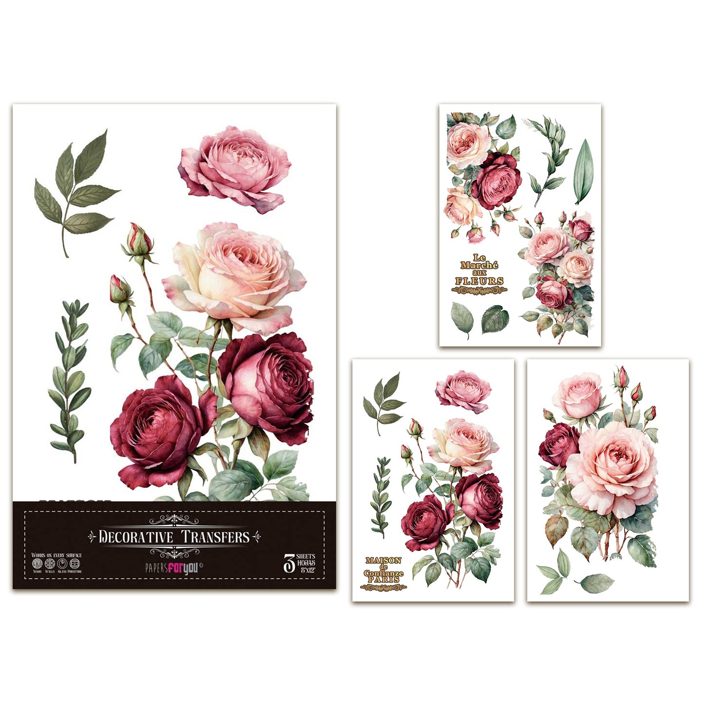 Papers For You Rosé 8x12 Inch Decor Transfers (3pcs)