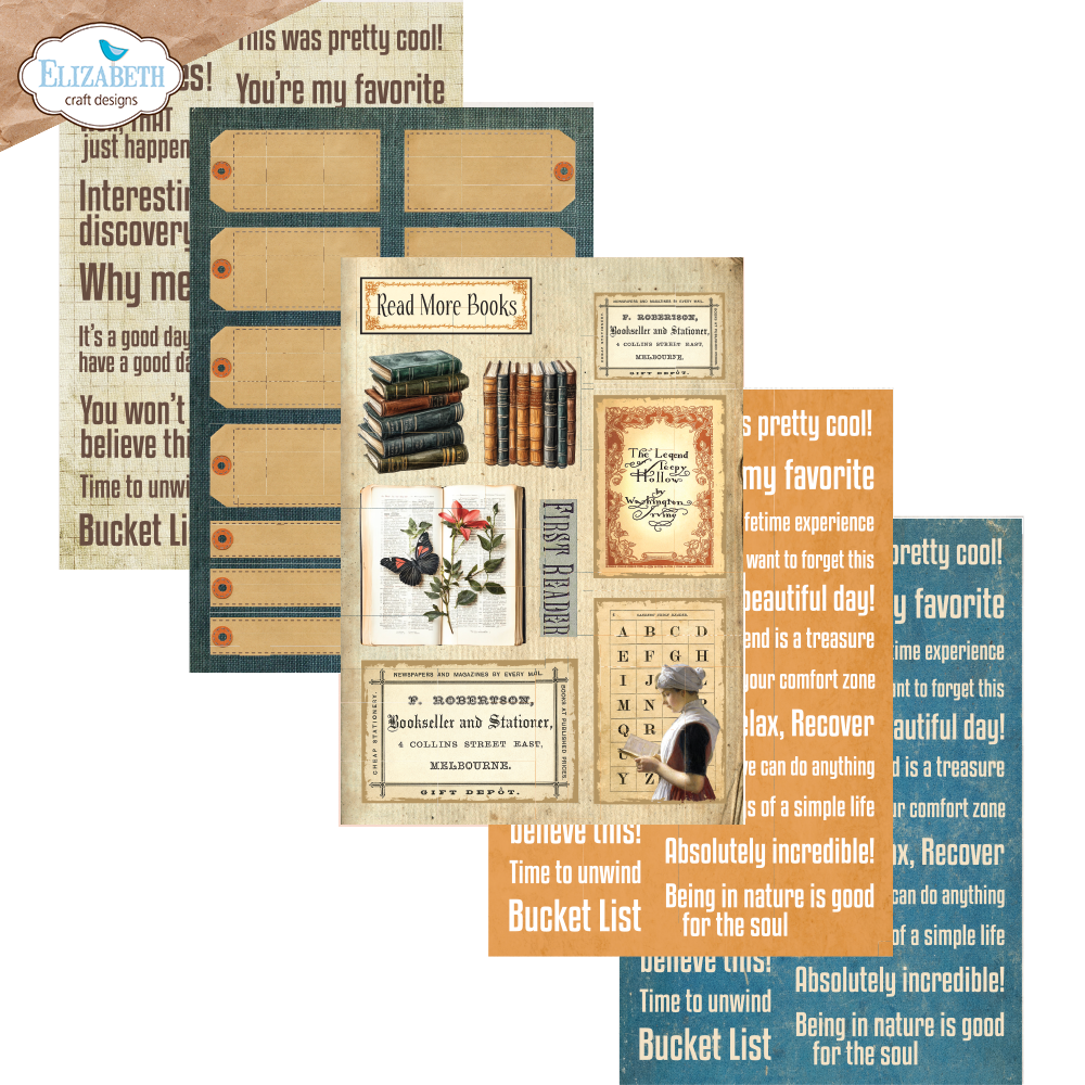 Elizabeth Craft Designs Rest & Relaxation A5 Patterned Cardstock Everyday Ephemera 2 by Everyday Memories