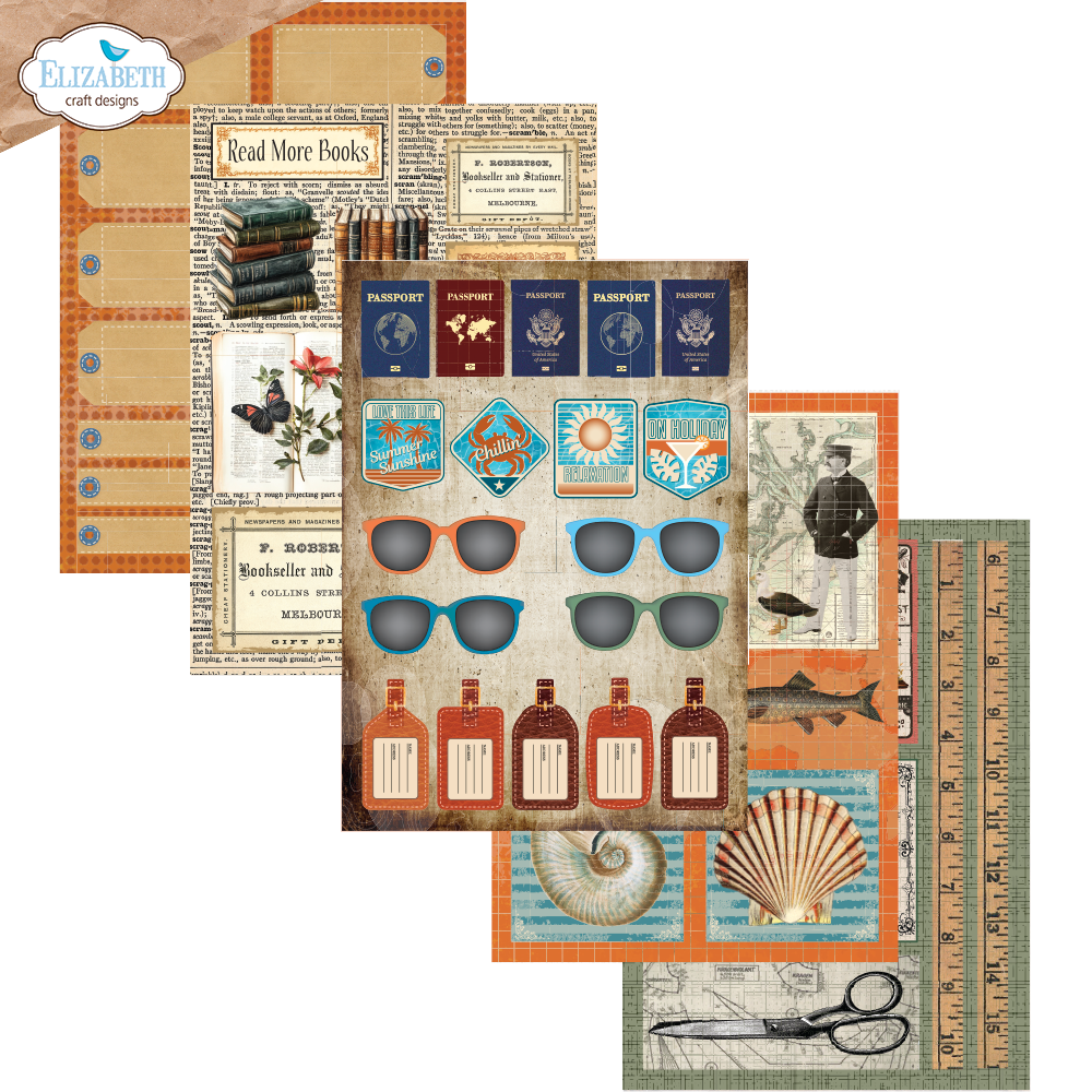 Elizabeth Craft Designs Rest & Relaxation A5 Patterned Cardstock Everyday Ephemera 2 by Everyday Memories