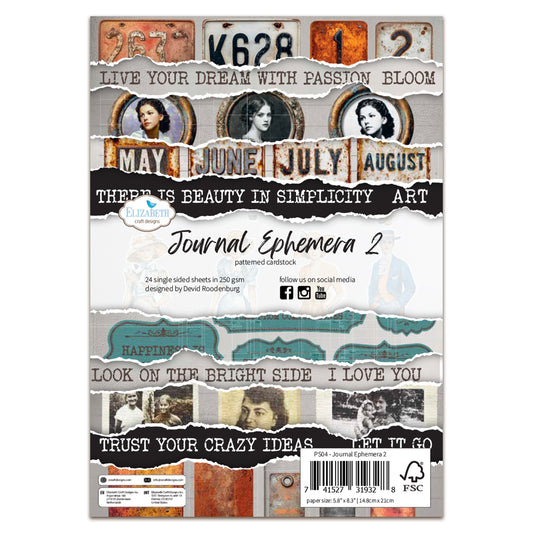 Elizabeth Craft Designs Beautifully Worn A5 Inch Patterned Cardstock Journal Ephemera 2 by Devid Roodenburg