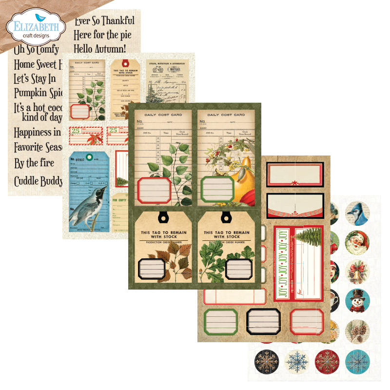 Elizabeth Craft Designs Cozy Comfort A5 Patterned Cardstock Everyday Ephemera 3 by Everyday Memories