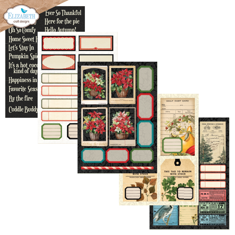 Elizabeth Craft Designs Cozy Comfort A5 Patterned Cardstock Everyday Ephemera 3 by Everyday Memories