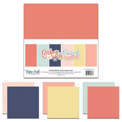 Echo Park Paper Co. Baby On Board It's a Girl! 12x12 Inch Coordinating Solids Paper Pad