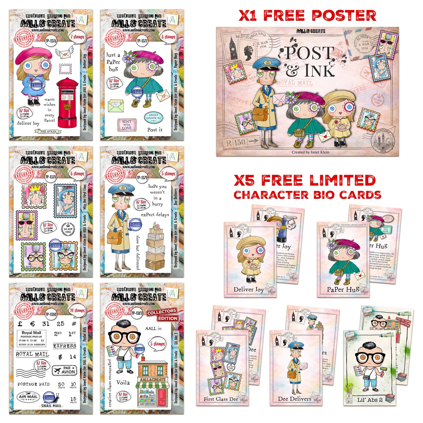 Janet Klein Post & Ink Stamps Bundle ~ Ship from 13th May