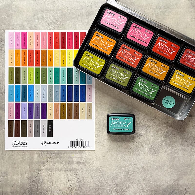 Ranger Tim Holtz Distress® Mini Ink Pad Label Sheet- Black Printing