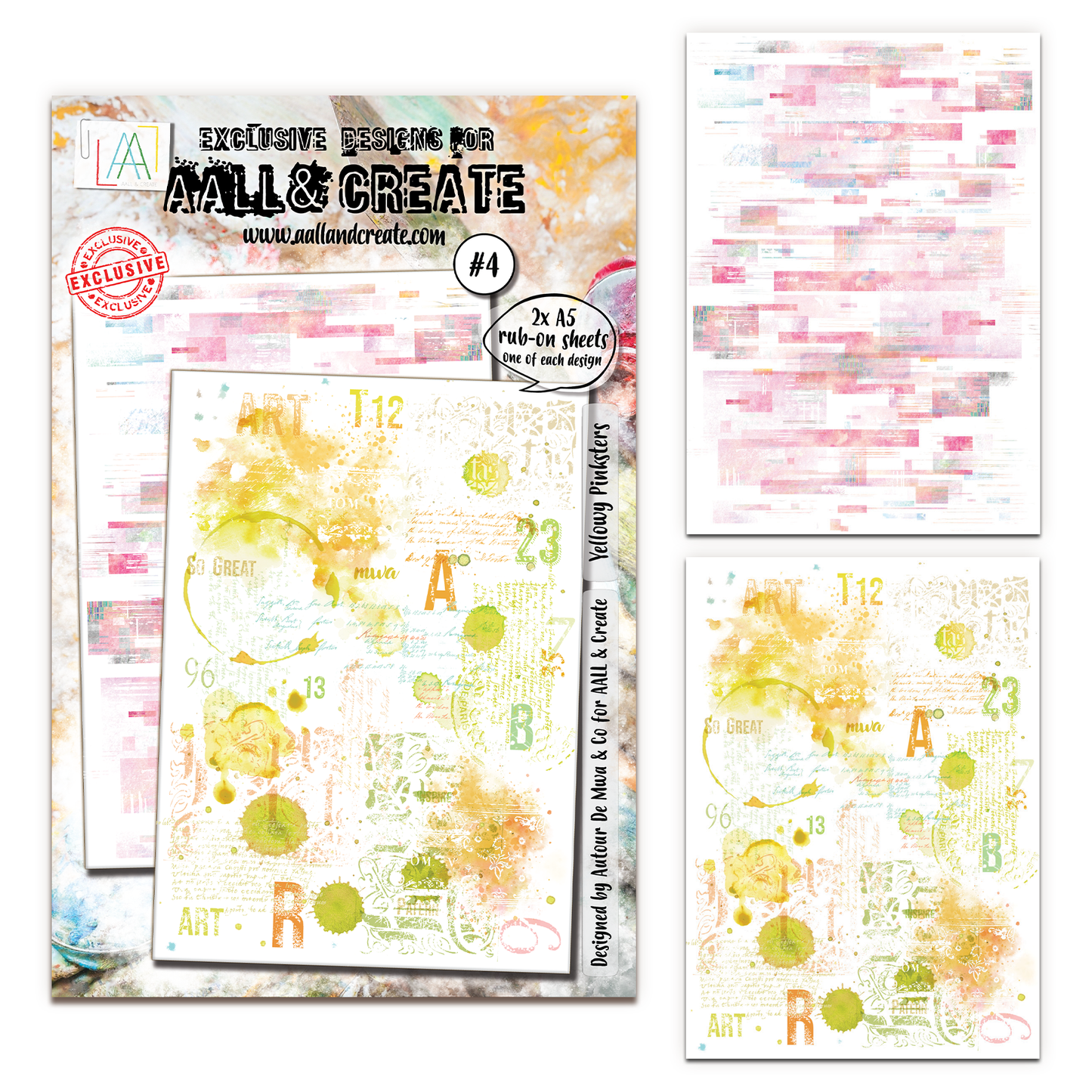 #4 - A5 Rub-Ons - Yellowy Pinksters