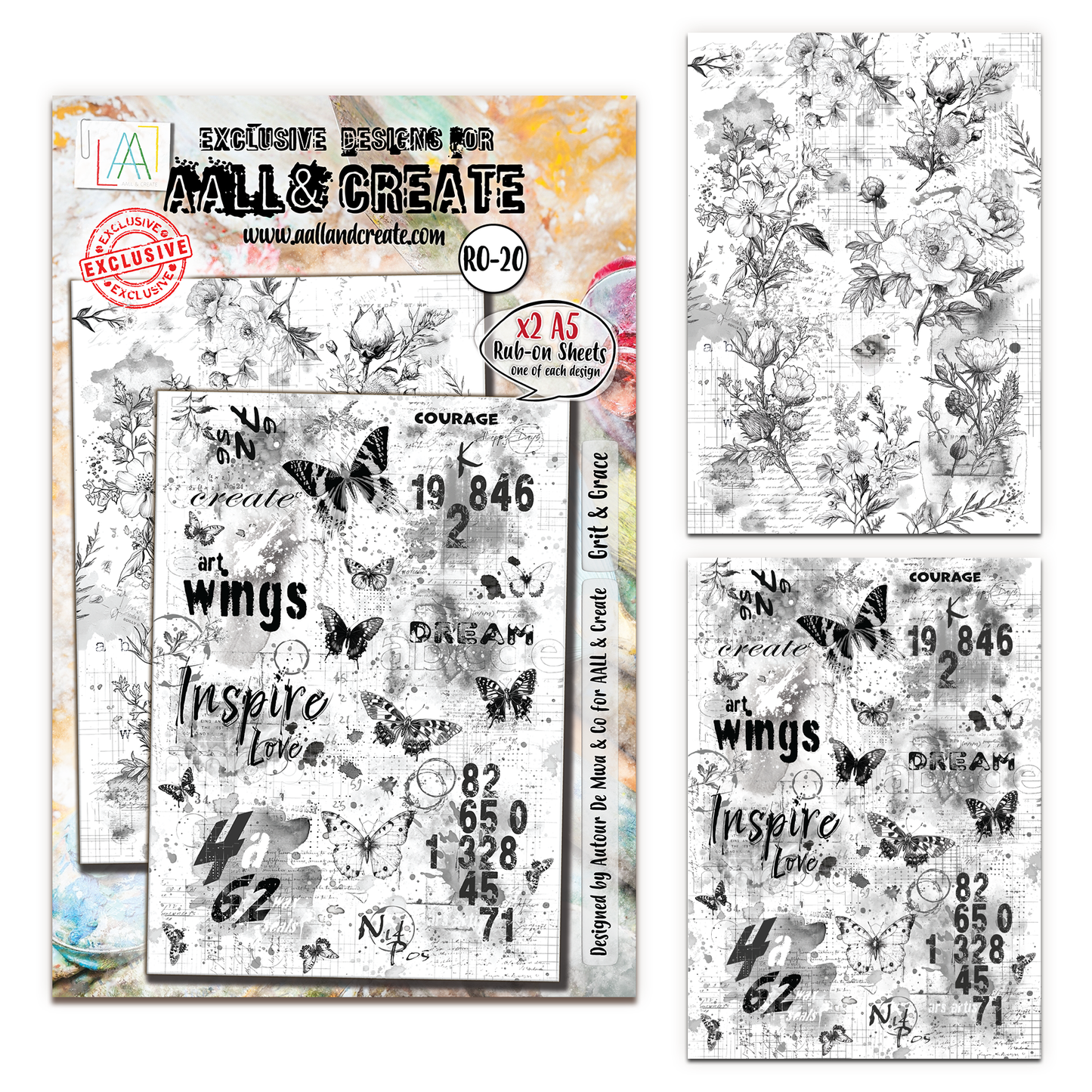 #RO-20 - A5 Rub-Ons - Grit & Grace