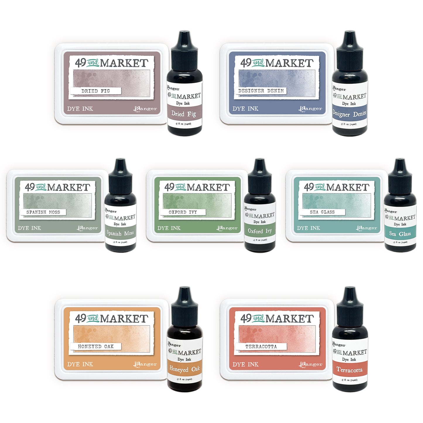 Ranger 49 And Market Dye Ink Pad & Reinker Complete Collection #3 - 7 Colours - Ship from 24th July