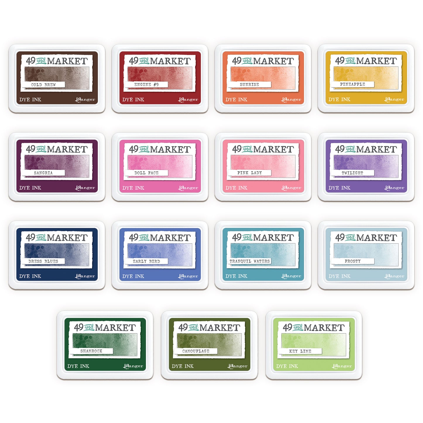 Ranger 49 And Market Dye Ink Pad Complete Collection#2 - 15 Colours