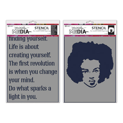 Ranger Dina Wakley MEdia Stencils Bundle - Create Yourself & Proud Woman
