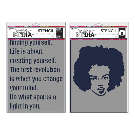 Ranger Dina Wakley MEdia Stencils Bundle - Create Yourself & Proud Woman
