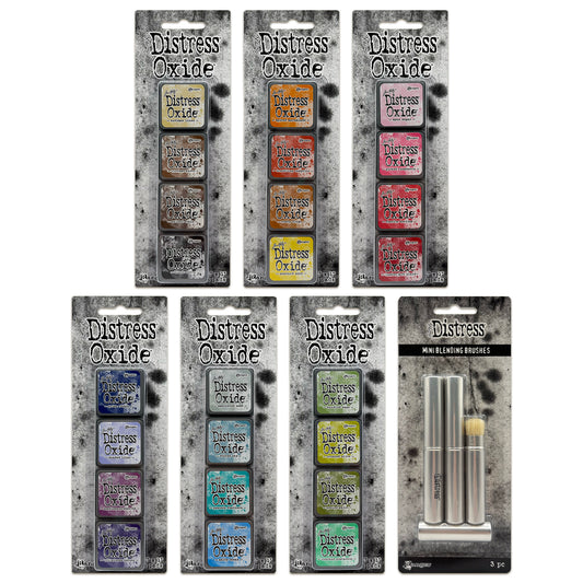 Ranger Tim Holtz Distress® Mini Oxide Ink Pads Complete Collection & Mini Blending Brushes - Ships from 8th August