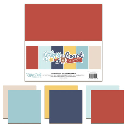 Echo Park Paper Co. Baby On Board It's a Boy! 12x12 Inch Coordinating Solids Paper Pad