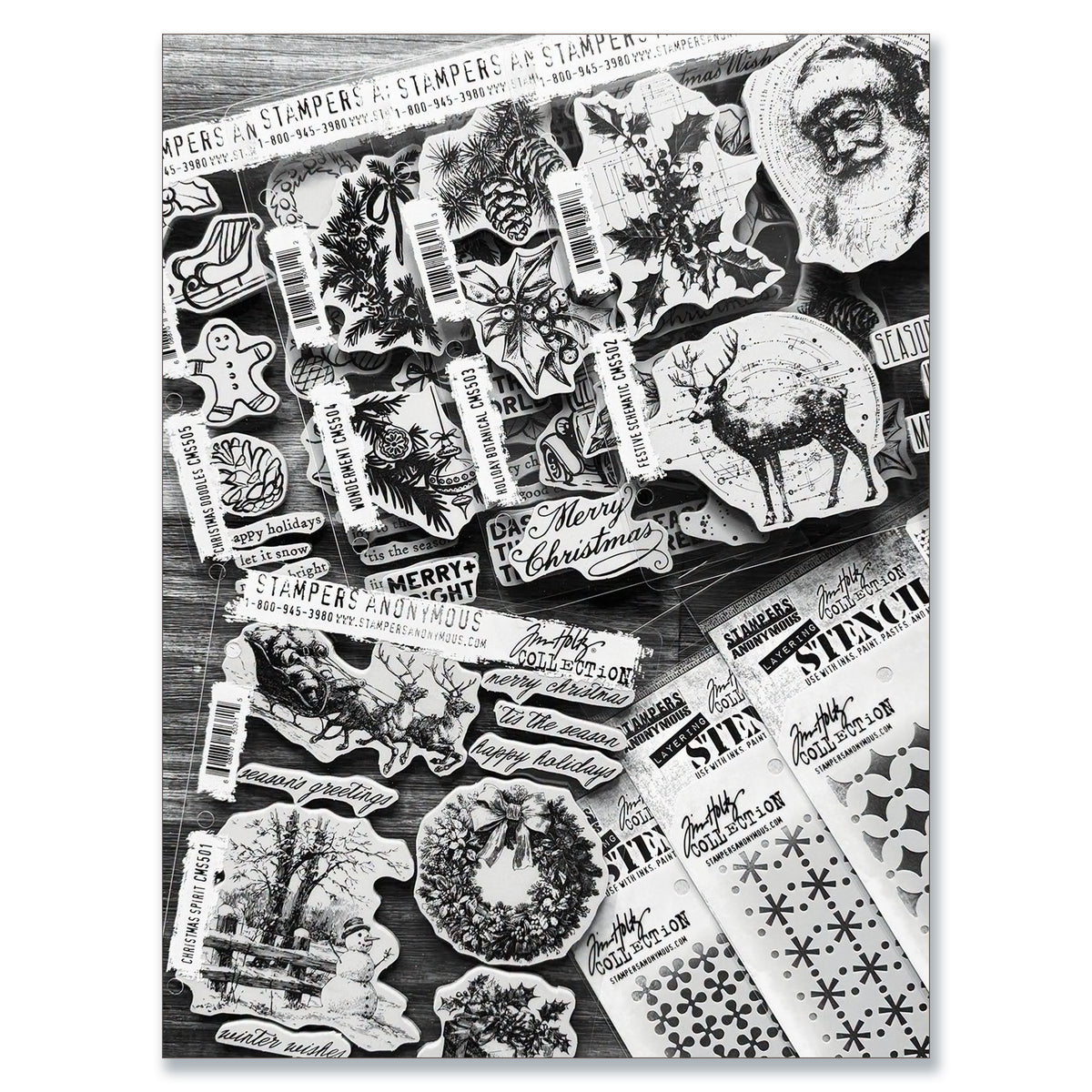 Stampers Anonymous Tim Holtz Christmas 2026 Stamp & Stencil Bundle Preorder*