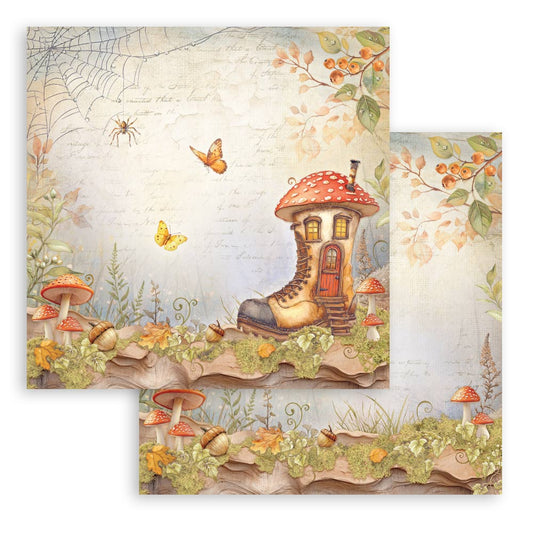 Stamperia Whispering Woods 12x12 Inch Paper Sheet Boot's House (1pc)