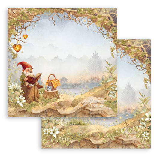 Stamperia Whispering Woods 12x12 Inch Paper Sheet Gnome (1pc)