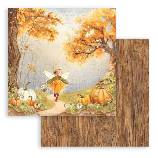 Stamperia Whispering Woods 12x12 Inch Paper Sheet Fairy and Pumpinks (1pc)