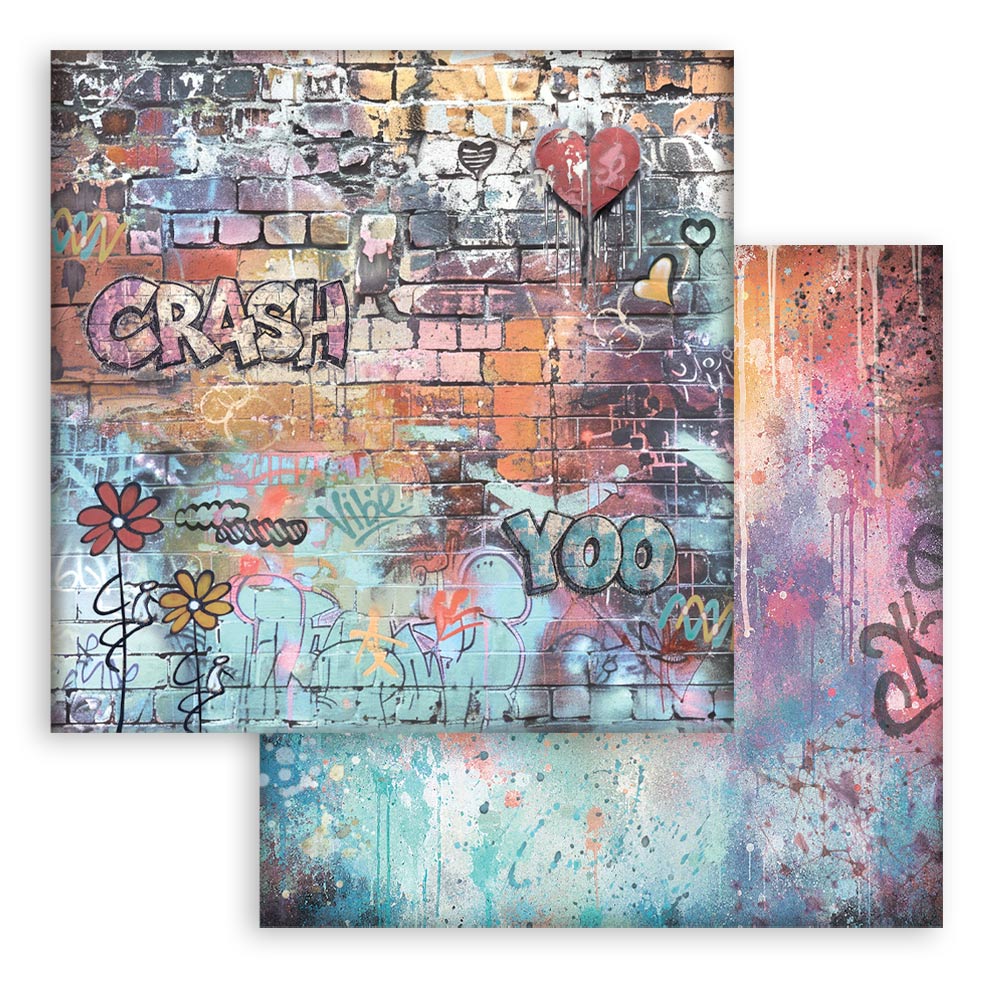 Stamperia Furry Friends 2 12x12 Inch Paper Sheet Graffiti Flowers by Antonis Tzanidakis