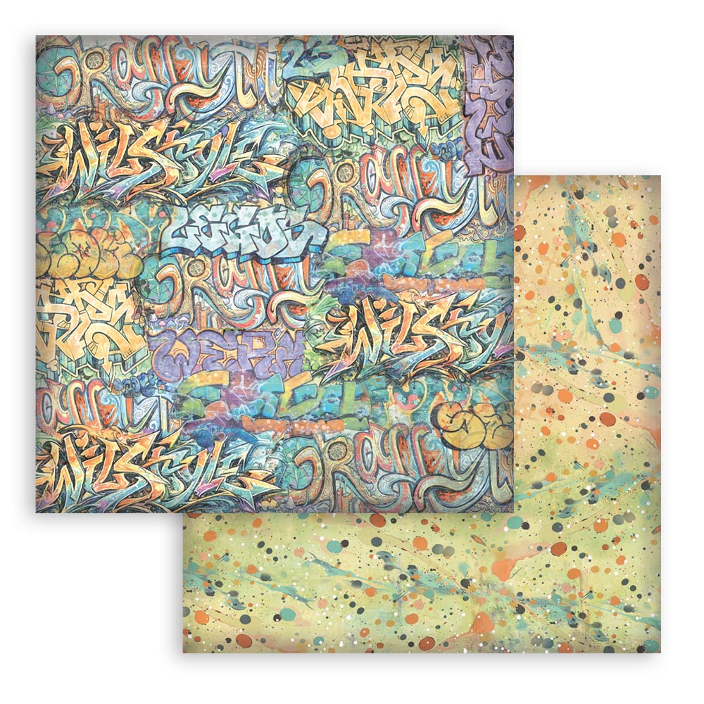 Stamperia Furry Friends 2 12x12 Inch Paper Sheet Graffiti Lettering by Antonis Tzanidakis