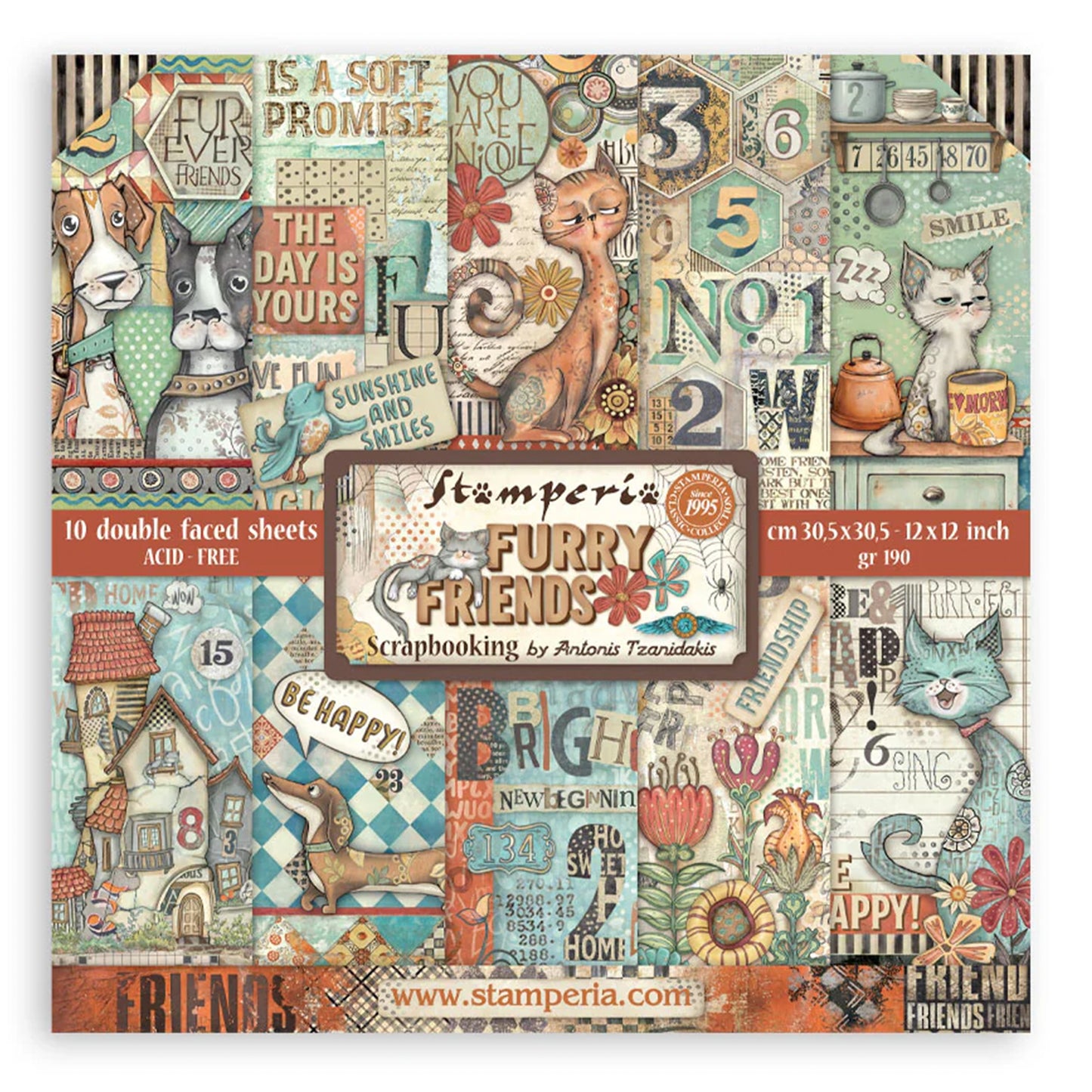 Stamperia Furry Friends 12x12 Inch Paper Pack