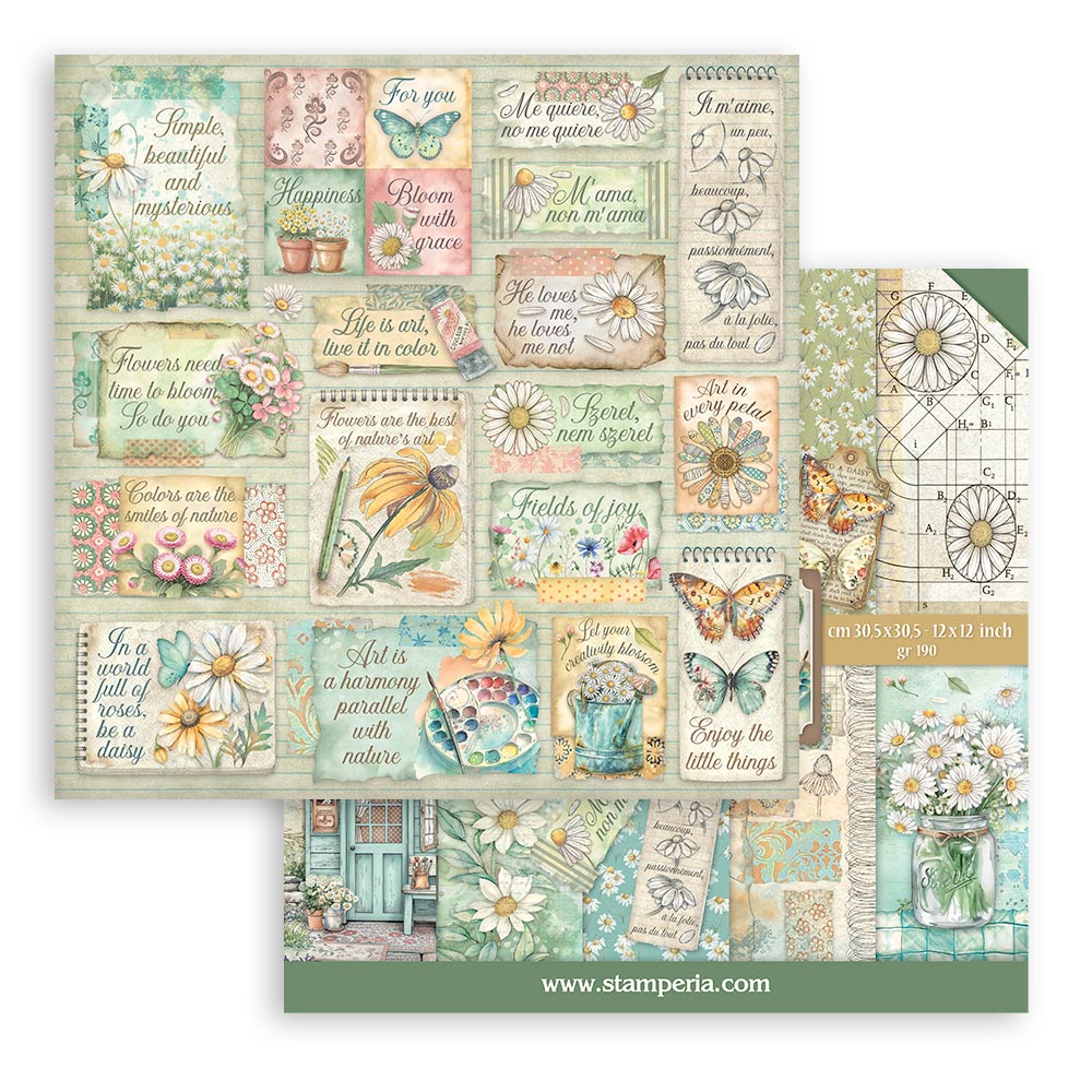 Stamperia Daisy Art 12x12 Inch Paper Pack