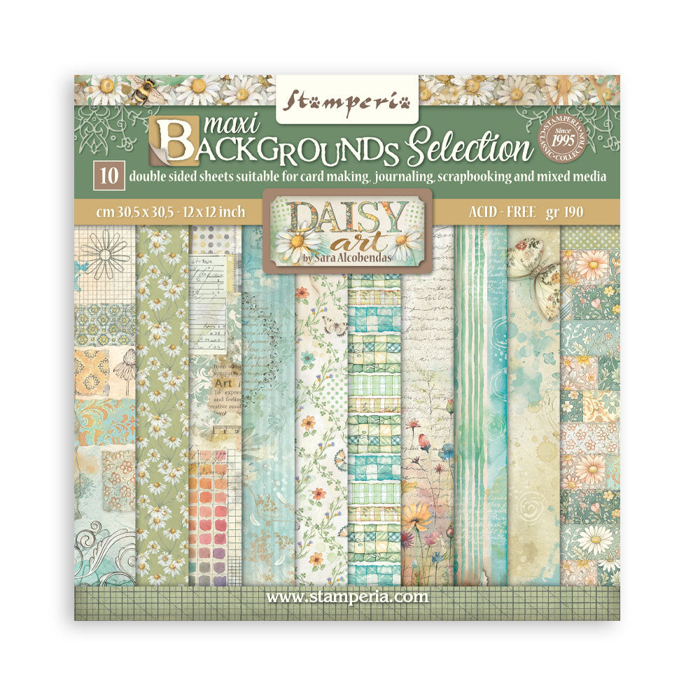 Stamperia Daisy Art 12x12 Inch Paper Pack Maxi Background Selection