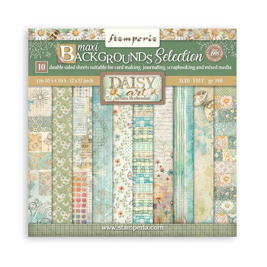Stamperia Daisy Art 12x12 Inch Paper Pack Maxi Background Selection