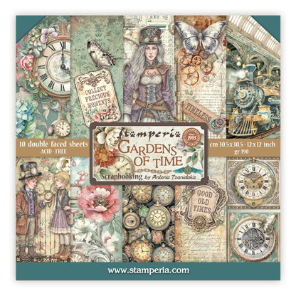 Stamperia Gardens of Time 12x12 Inch Paper Pack (SBBL185)
