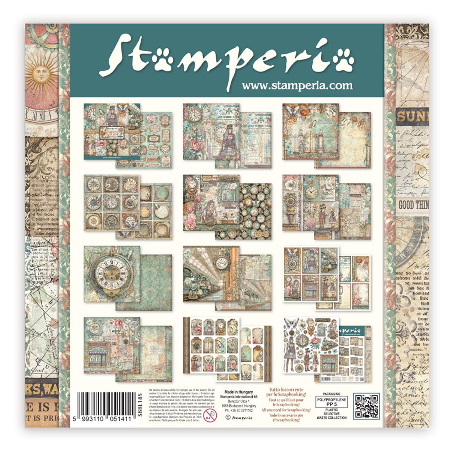Stamperia Gardens of Time 12x12 Inch Paper Pack (SBBL185)