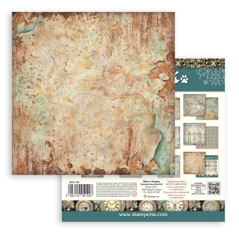Stamperia Gardens of Time 12x12 Inch Paper Pack Maxi Background Selection (SBBL186)