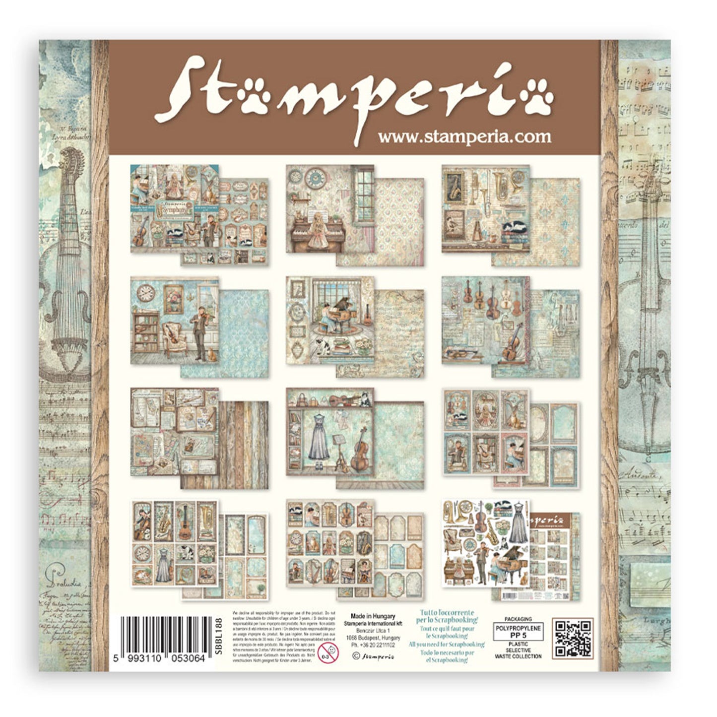 Stamperia Symphony 12x12 Inch Paper Pack by Sara Alcobendas