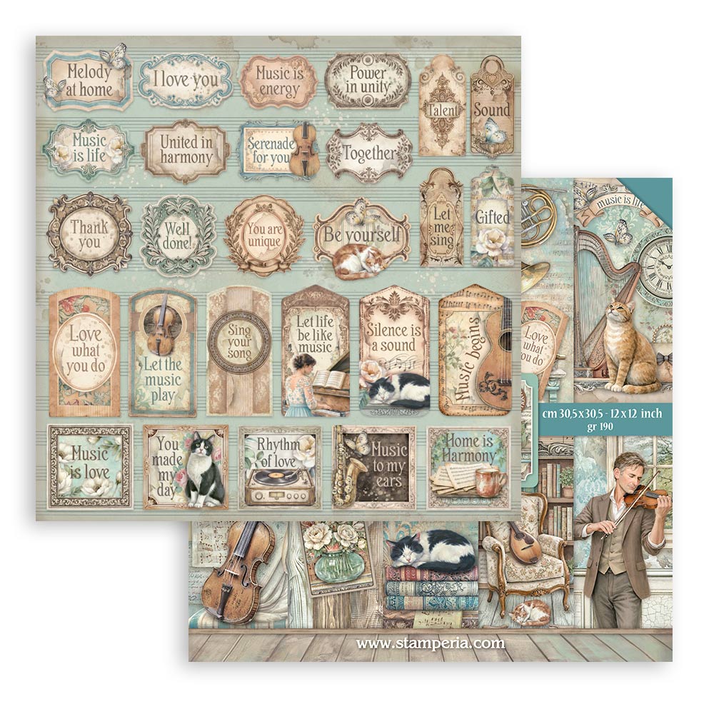 Stamperia Symphony 12x12 Inch Paper Pack by Sara Alcobendas