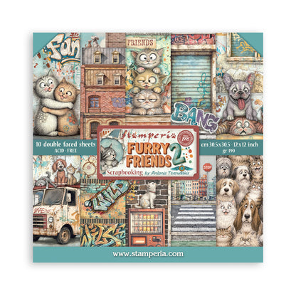 Stamperia Furry Friends 2 12x12 Inch Paper Pack by Antonis Tzanidakis