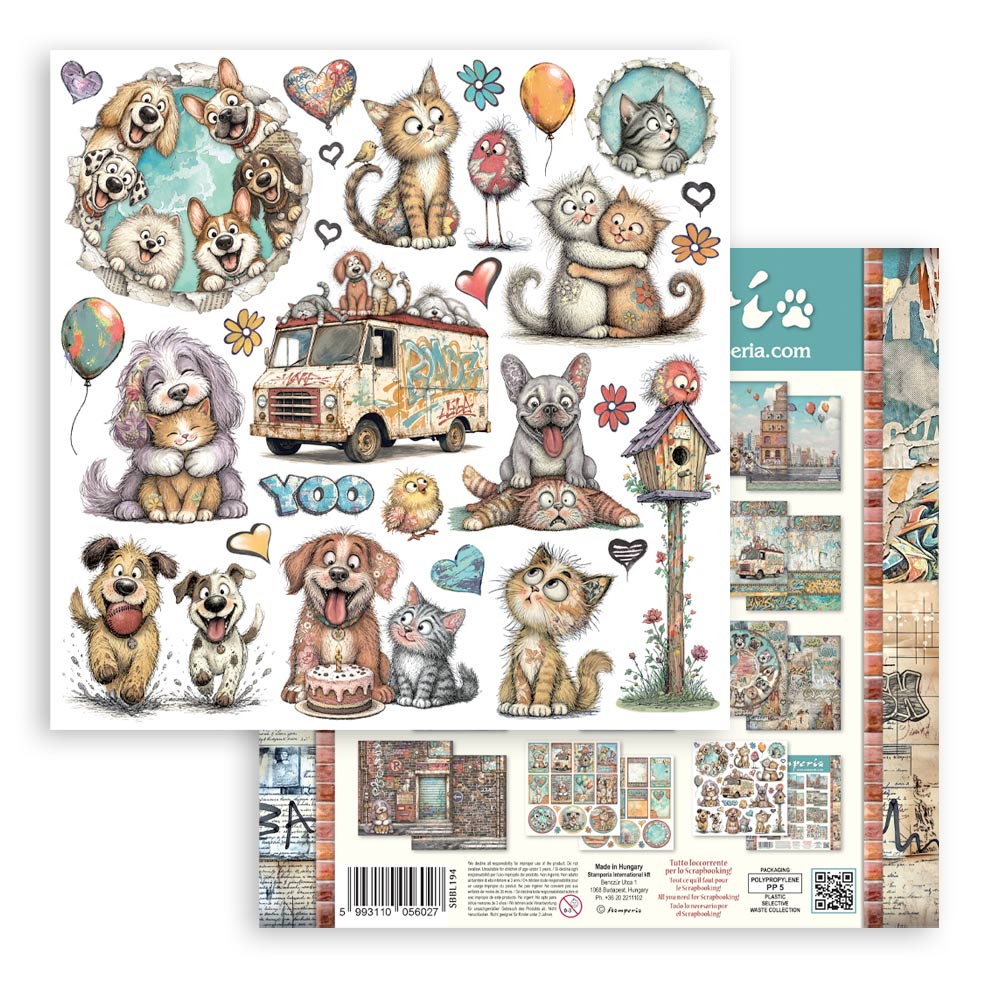 Stamperia Furry Friends 2 12x12 Inch Paper Pack by Antonis Tzanidakis