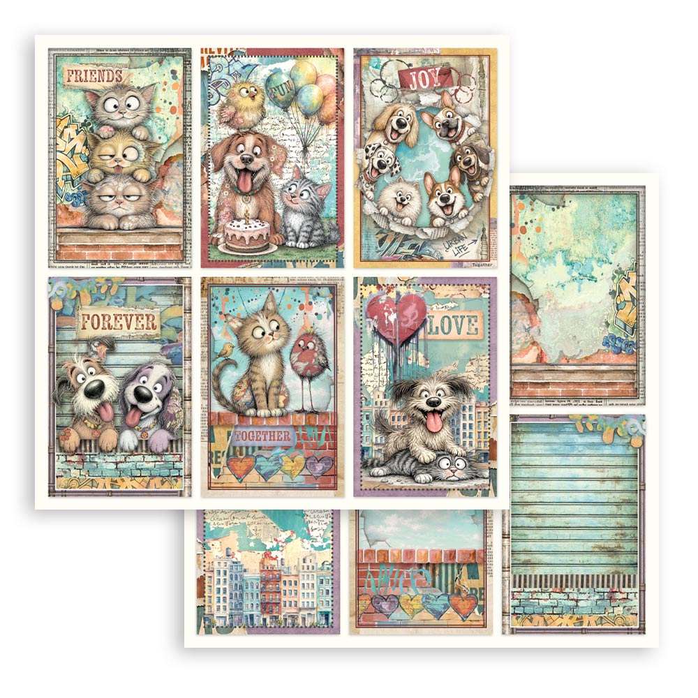 Stamperia Furry Friends 2 12x12 Inch Paper Pack by Antonis Tzanidakis