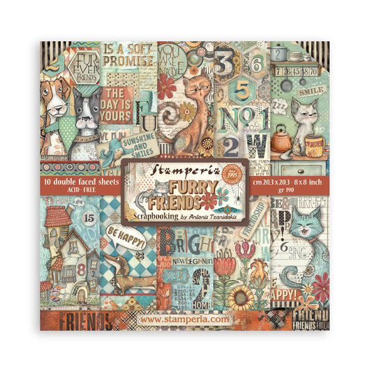Stamperia Furry Friends 8x8 Inch Paper Pack